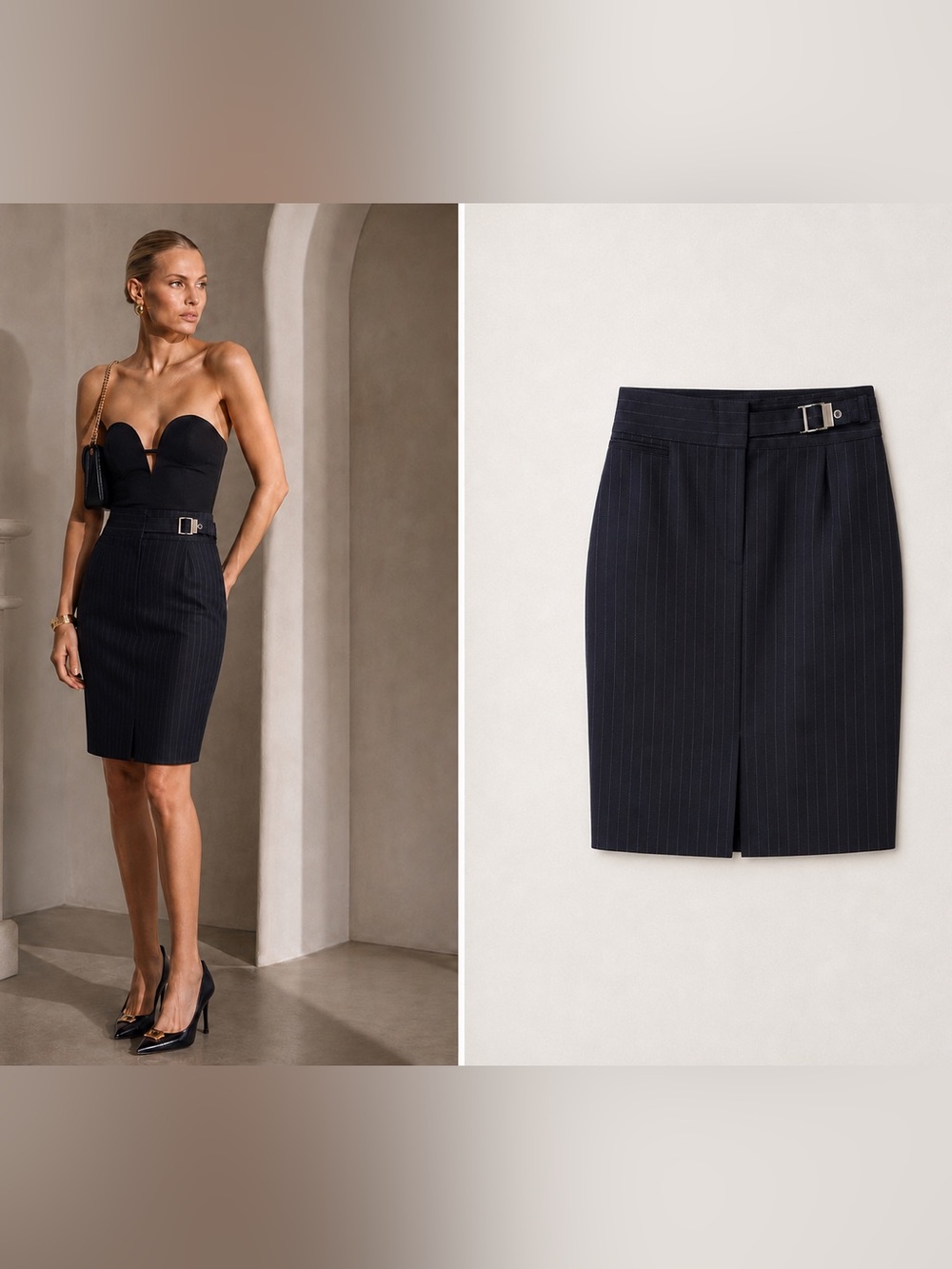 Vintage Gucci Tom Ford Era Pinstripe Wool Skirt IT 40 / US 4 Like New